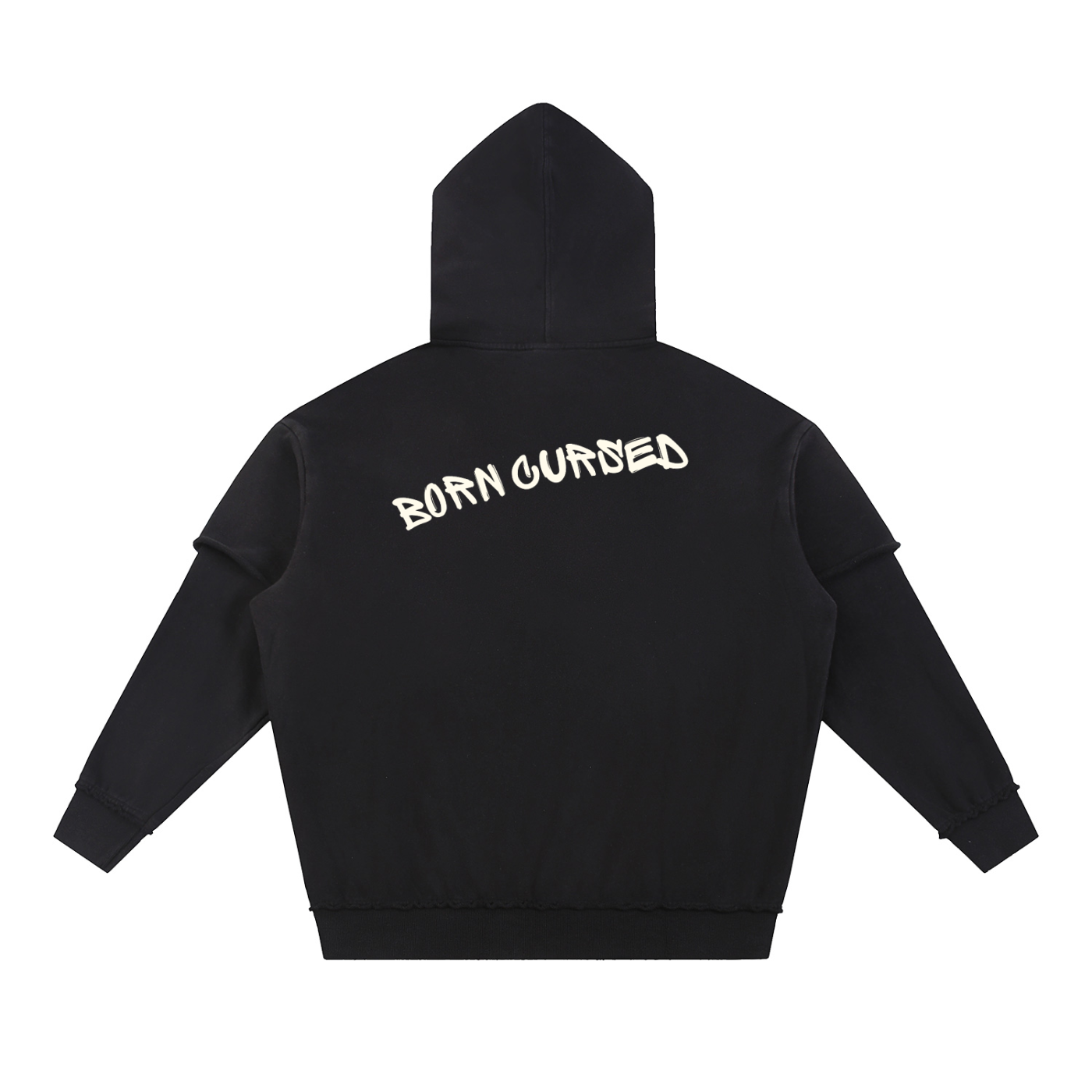 Snow Washed Raw Edge Double Layered Hoodie