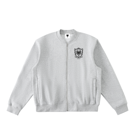 Essential Zip-Up Fleeced Varsity Jacket