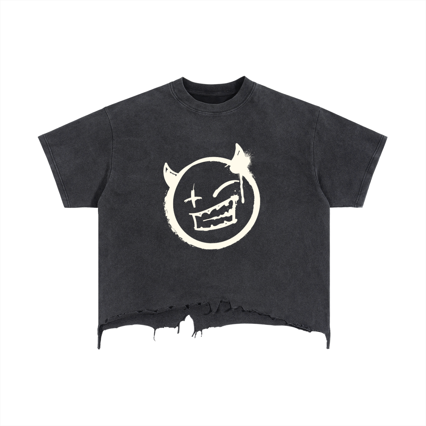 Vintage Wash Boxy Distressed Hem T-Shirt
