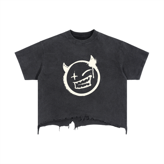Vintage Wash Boxy Distressed Hem T-Shirt